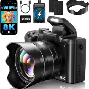 8K Digital Cameras for Photography Autofocus 88MP WiFi Professional 16X Digital Zoom Photography Camera with Dual-Lens