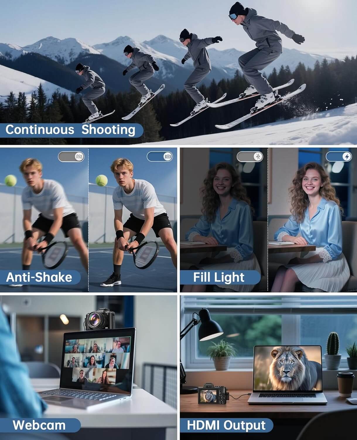 8K Digital Cameras for Photography Autofocus 88MP WiFi Professional 16X Digital Zoom Photography Camera with Dual-Lens 6